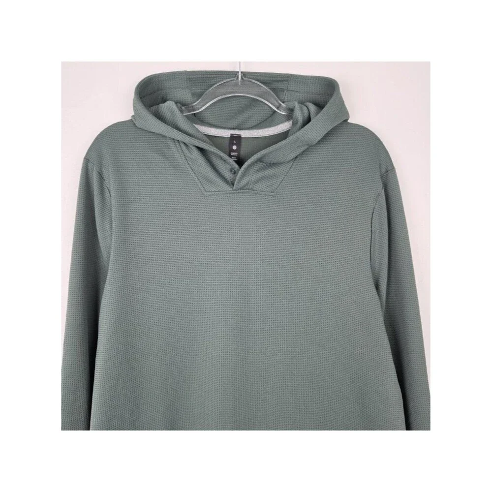 Lululemon Shift Stitch Hoodie Waffle Knit Pullover Green Size L